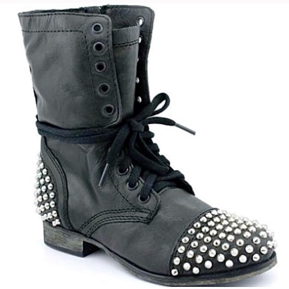 Steve Madden Black Studded Combat Boots